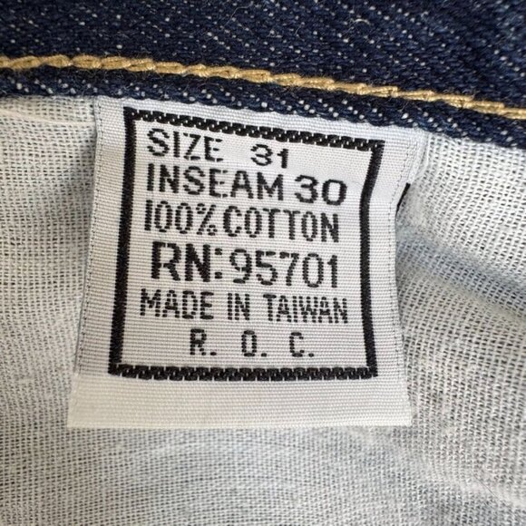 90s Vintage Culture 100% Cotton Dark Denim Rave Cargo Wide  Leg Jeans Size 31 - Picture 9 of 9